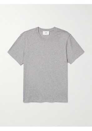 AMI PARIS - Logo-Embroidered Cotton-Jersey T-Shirt - Men - Gray - XS