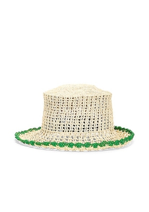 SENSI STUDIO Crochet Hippie Hat in Natural Green - Neutral. Size M (also in S).