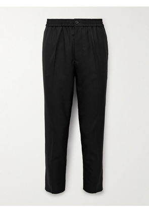 AMI PARIS - Slim-Fit Cropped Pleated Virgin Wool Trousers - Men - Black - S