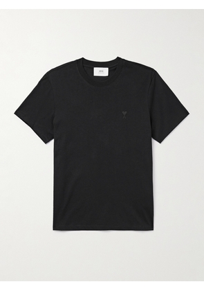AMI PARIS - Logo-Embroidered Cotton-Jersey T-Shirt - Men - Black - XS