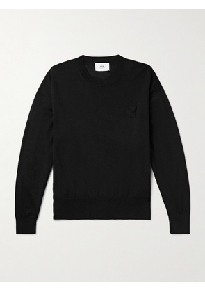 AMI PARIS - Logo-Embroidered Merino Wool Sweater - Men - Black - S
