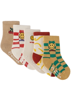 Jellymallow Kids Five-Pack Multicolor Wonder Socks