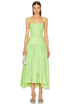 NICHOLAS Drenica Drop Waist Corset Midi Dress in Limelight - Green. Size 2 (also in ).