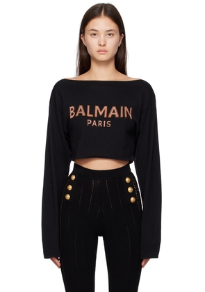 Balmain Black Intarsia Long Sleeve T-Shirt