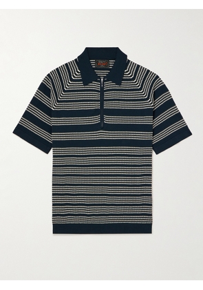Beams Plus - Striped Cotton-Jacquard Half-Zip Polo Shirt - Men - Blue - S