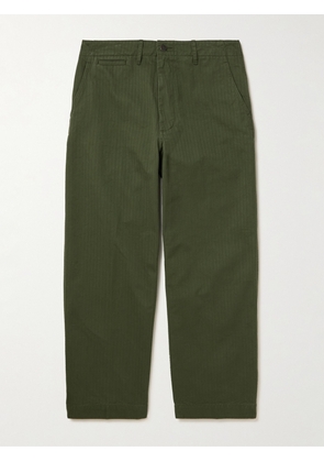 Beams Plus - Straight-Leg Herringbone Cotton Trousers - Men - Green - S