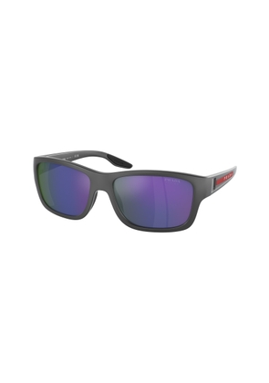 Prada Linea Rossa Dark Blue Mirror Violet Rectangular Mens Sunglasses PS 01WS 11C05U 59