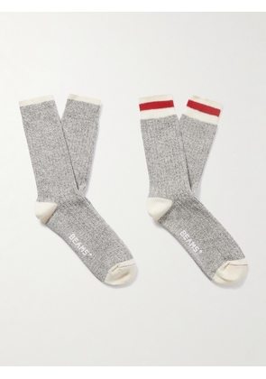 Beams Plus - Rag Pack of Two Striped Ribbed Cotton-Blend Socks - Men - Gray