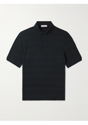 Mr P. - Golf Checked Organic Cotton-Jacquard Polo Shirt - Men - Gray - XS