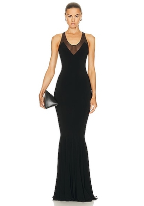 Norma Kamali Racer Fishtail Gown in Black - Black. Size XS (also in S).