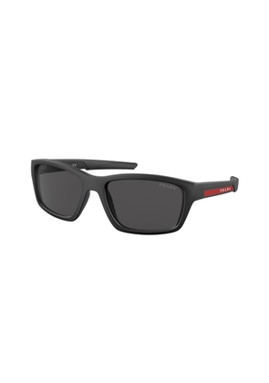 Prada Linea Rossa Dark Grey Rectangular Mens Sunglasses PS 04YS 1BO06F 57