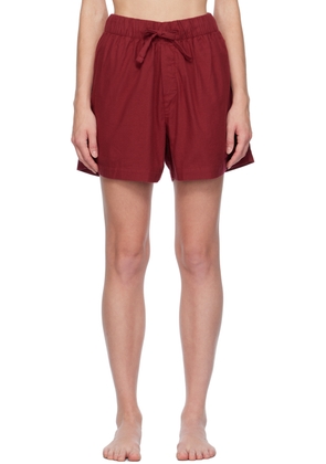 Tekla Burgundy Drawstring Pyjama Shorts