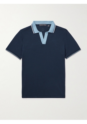 Mr P. - G/FORE Golf Striped Logo-Appliquéd Piqué Polo Shirt - Men - Blue - XS