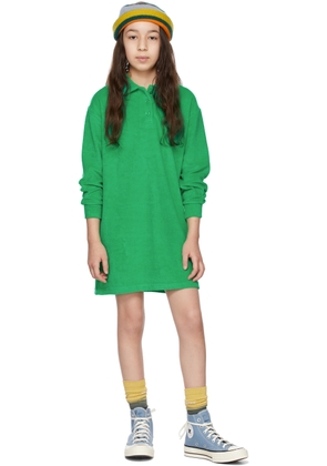 Luckytry Kids Green Embroidered Terry Dress