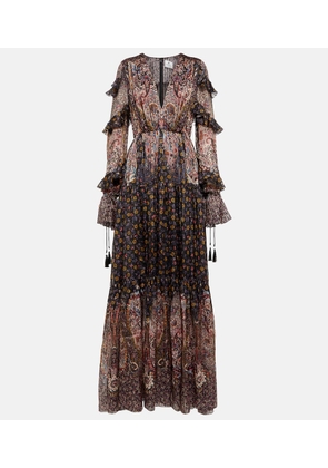 Etro Paisley pleated metallic silk gown