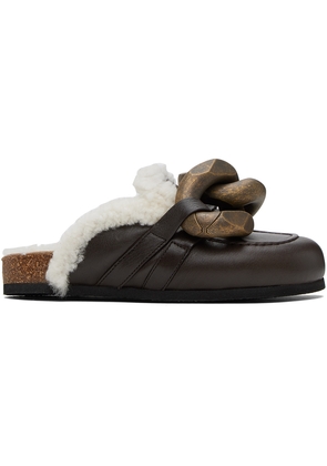 JW Anderson Brown Chain Shearling Mules