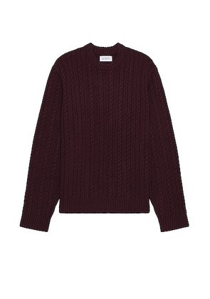 SATURDAYS NYC Nico Cable Knit Sweater in Chocolate Truffle - Burgundy. Size M (also in ).