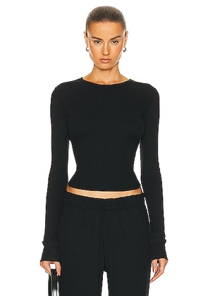 Eterne Long Sleeve Thermal Top in Black - Black. Size XL (also in ).