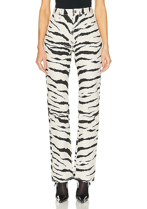 ALAÏA Straight Pants in Creme & Noir Brule - Black,White. Size 38 (also in 40).