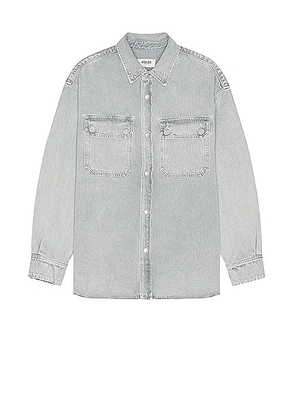 AGOLDE Camryn Shirt in Concrete - Light Grey. Size L (also in ).