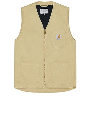 Carhartt WIP Arbor Vest in Bourbon Aged Canvas - Yellow. Size M (also in S, XL/1X).