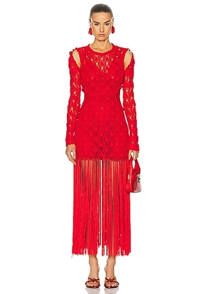 AKNVAS for FWRD For Fwrd Willow Crochet Gown With Detachable Sleeves in Red - Red. Size M (also in S, XS).