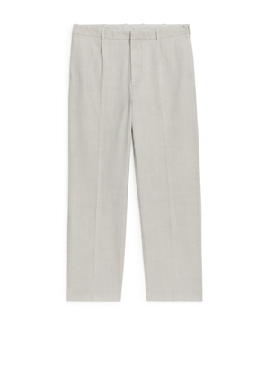 High Waist Cotton Trousers - Grey