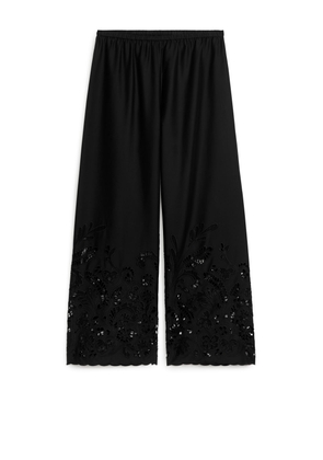 Embroidered Trousers - Black