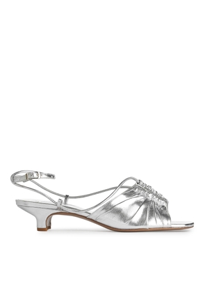 Heeled Leather Sandals - Grey