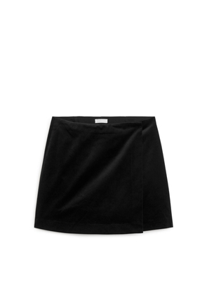 Velvet Wrap Skirt - Black