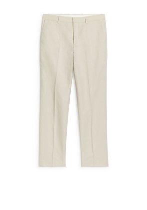 Slim Linen-Cotton Trousers - Beige