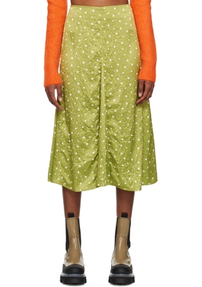 GANNI Green Polka Dot Midi Skirt