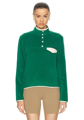 Sporty & Rich Buttoned Polar Sweatshirt in Green & Cream - Green. Size L (also in M, S).