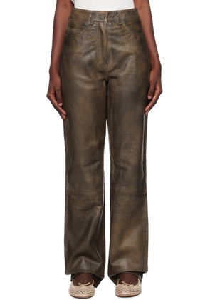 REMAIN Birger Christensen Brown Leather Pants