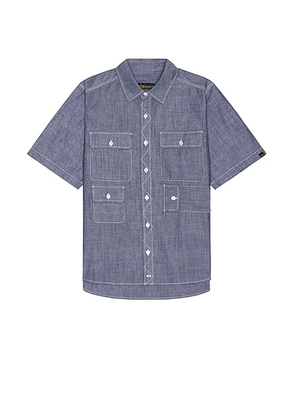 ALPHA INDUSTRIES Short Sleeve Multi Pocket Shirt in Replica Blue - Navy. Size L (also in M, S, XL/1X).