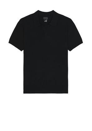 Club Monaco Tech Johnny Collar Polo in Black - Black. Size L (also in M, S, XL/1X).