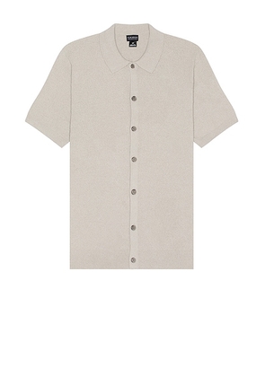 Club Monaco Short Sleeve Micro Boucle Shirt in Paloma - Grey. Size L (also in M, S, XL/1X).