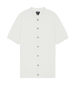 Club Monaco Short Sleeve Micro Boucle Shirt in Blue - Blue. Size L (also in M, S, XL/1X).