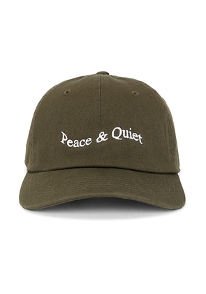 Museum of Peace and Quiet Wordmark Dad Hat in Olive - Olive. Size all.