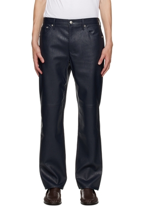 Séfr Navy Sako Faux-Leather Trousers