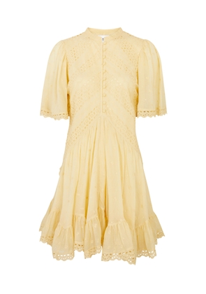 Isabel Marant étoile Slayae Broderie-anglaise Cotton Mini Dress - Yellow - 38 (UK10 / S)
