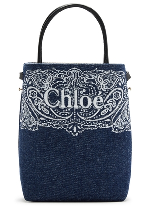 Chloe Sense Embroidered Denim Bucket bag