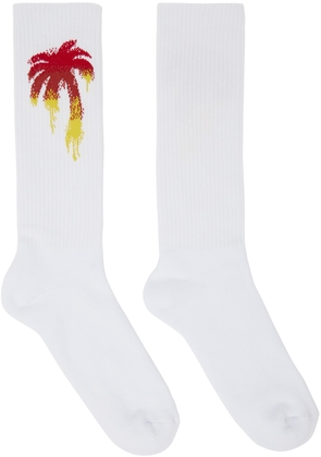 Palm Angels White Gradient Palm Socks