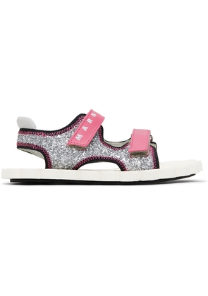 Marni Kids Silver Glitter Trekking Sandals