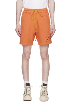 Rhude Orange Embroidered Shorts
