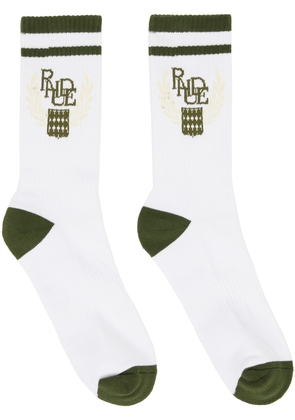 Rhude White & Khaki Crest Socks