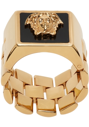 Versace Gold & Black Smalto Ring