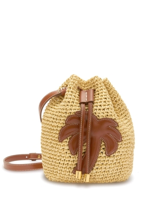 Palm Angels palm tree-appliqué woven bucket bag - Neutrals