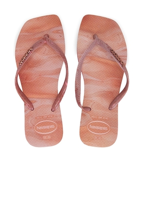 Havaianas Slim Square Pau Brasil Sandal in Pink. Size 37/38, 39/40, 41/42.