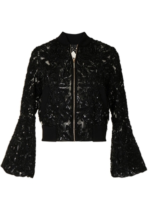 Elie Saab sequin-embellished bell-sleeve jacket - Black
